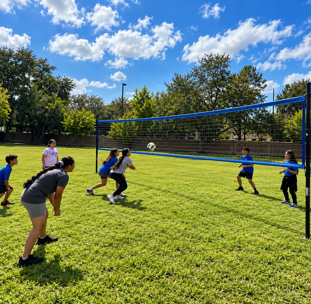 Volleyball students playing outdoors